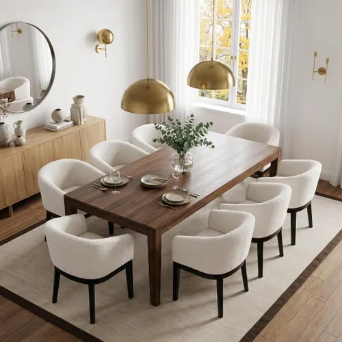Miniatura 23 de RIVOVA Juego de 2 Sillas de Comedor Beige de Mediados de Siglo Modernas Sillas de Comedor Tapizadas en Lino Sillas de Cocina y Comedor con Respaldo