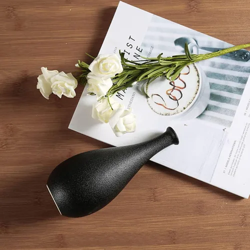 Miniatura 3 de ARTIBETTER Jarrón de cerámica negro de 7.87 x 3.34 pulgadas, simple jarrón decorativo para el hogar, oficina, escritorio, arreglos florales