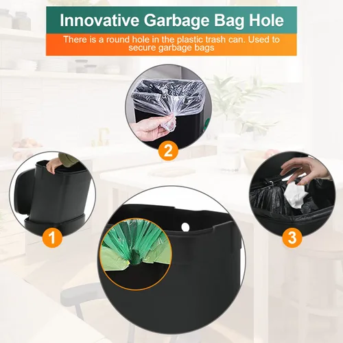 Miniatura 6 de PayLessHere Cubo de basura de acero inoxidable a prueba de huellas dactilares con cubo interior extraíble y tapas con bisagras, cubo de basura
