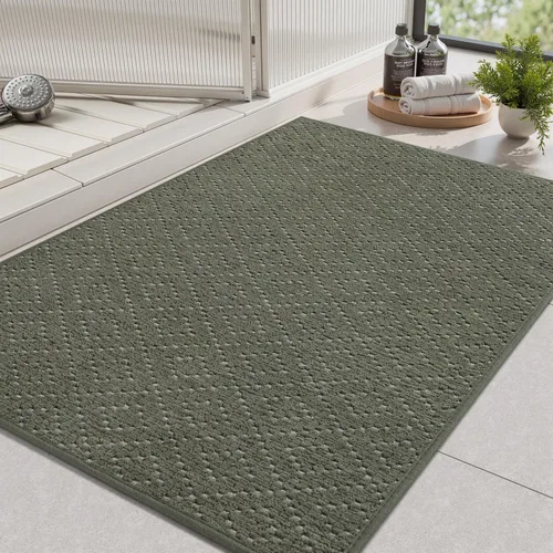 Miniatura 8 de AMOAMI Tapete de baño fino, súper absorbente, antideslizante, parte trasera de goma, tapetes de baño para baño, secado rápido, superficie