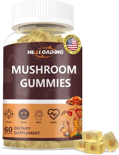 Gomitas de hongos: 10 hongos funcionales en uno - Melena de león, Reishi, chagaCordyceps y más - Enfoque natural y apoyo energético - Gomitas