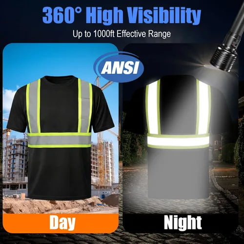 Miniatura 4 de HYCOPROT Hi Vis - Camisas de seguridad de manga corta para hombres y mujeres, camiseta reflectante de alta visibilidad para hombres y mujeres