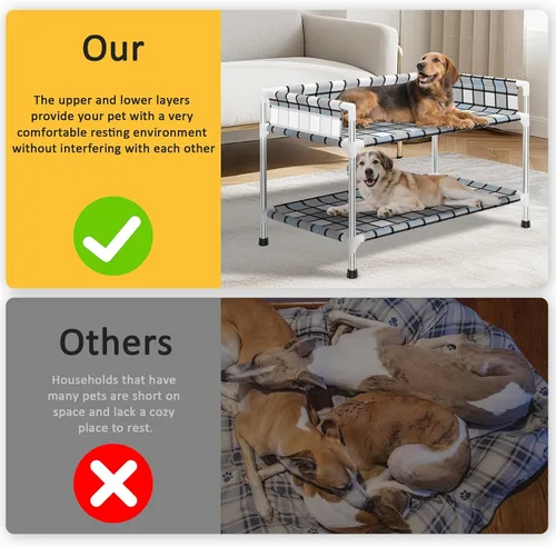 Miniatura 5 de Litera para Perros con Ventana de Cabecera - Cama Doble Elevada para Perros con Barandilla de 2 Capas Percha de Ventana Catre para Perros de 2