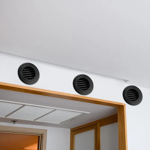Miniatura 6 de VIHOSE 12 piezas de 4 pulgadas ABS redondo cubierta de ventilación de plástico Soffit escape baño negro cubierta de ventilación con mosquitera