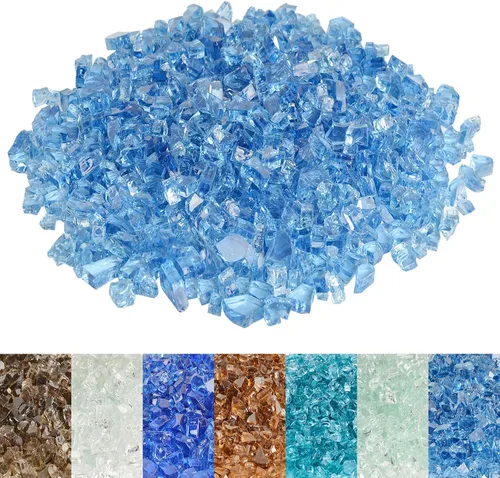 Miniatura 19 de Skyflame Vidrio de fuego de alto brillo de 10 libras para hoyo de fuego, chimenea y paisajismo (1/2 pulgada, azul aguamarina)