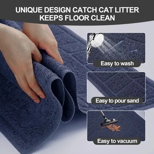 Miniatura 3 de Tapete de Arena para Gatos, Tapete Atrapa Arena Suave para las Patas de Gatitos, Tapete para Caja de Arena de Gatitos de 47" x 35" para Suelos más