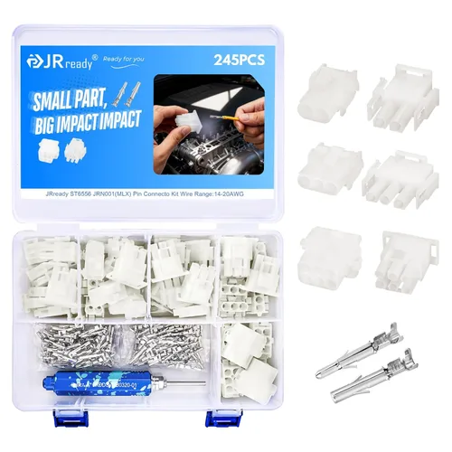 JRready ST6556 MLX Kit de conector de pasador con herramienta extractora de pines Molex 0.250 in Potencia de alambre de paso .084 pulgadas,