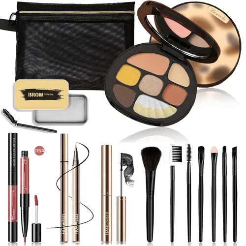 Miniatura 11 de Kit básico de maquillaje de ojos para mujeres, sombra de ojos neutra de los años 90, polvo de cejas, plantillas de cejas, guías de delineador