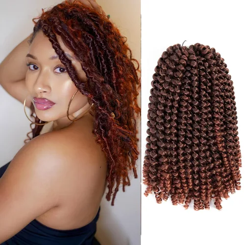 Miniatura 11 de Cabello trenzado de resorte de 8 pulgadas, 6 paquetes de cabello trenzado de resorte para trenzas de mariposa, extensiones de cabello suave de fibra