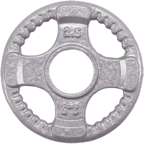 Miniatura 3 de Body-Solid Juego de discos olímpicos de hierro fundido con diseño de agarre cuádruple, pesas libres, placas de mancuernas, agujero estándar de 2