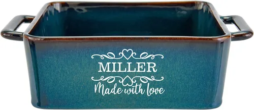 Miniatura 12 de Let's Make Memories Cazuela de gres personalizada hecha con amor, utensilios de cocina, para ella, azul marino