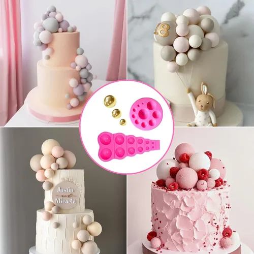 Miniatura 6 de MEMOVAN Molde de silicona de hojas de abanico 3D, molde de fondant de perlas 3D, molde bohemio para pastel de hojas de palmera, molde de silicona