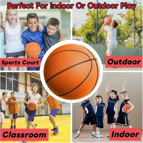 Miniatura 3 de Balón de baloncesto silencioso oficial (29.5") o para mujeres 28.5" - Diseño de espuma PU ranurada para rebote realista, balón de entrenamiento sin