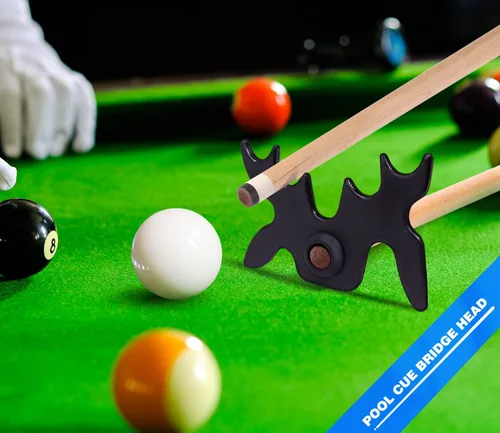 Miniatura 6 de GSE - Cabeza de puente portátil de plástico negro con cabeza de alce, cabeza de puente de taco de billar, accesorios para taco de billar para mesa