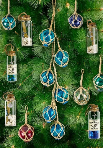 Miniatura 4 de SAILINGSTORY - Flotador de pesca de cristal, 6 bolas de boya para decoración de verano, adornos náuticos costeros de playa para árbol de Navidad, 2