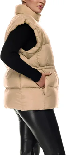 Miniatura 4 de Gihuo Chaleco acolchado con cremallera y cuello alto para mujer, chaleco acolchado de invierno sin mangas