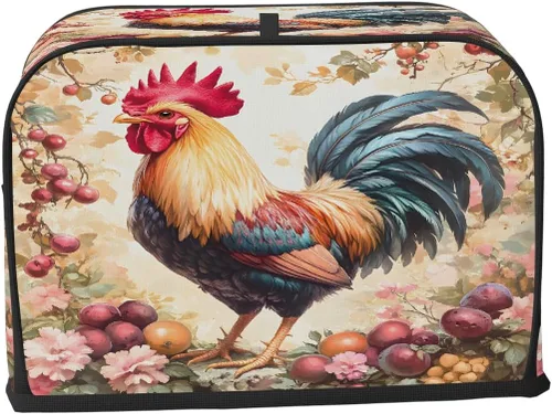 Miniatura 2 de Funda para tostadora de animales de gallo, 2 rebanadas, protección contra el polvo y las huellas dactilares, fundas para pan, fundas lavables