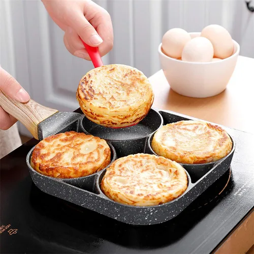 Miniatura 5 de yarlung Sartén de 4 tazas con cepillo para aceite, sartén antiadherente para huevos escalfados, sartén para panqueques para hamburguesas, tortillas