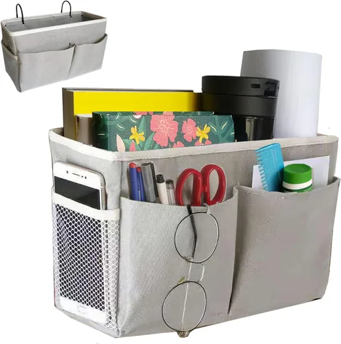 Miniatura 11 de Organizador de Mesita de Noche/Bolsa de Almacenamiento Colgante de Mesita de Noche Organizador Multifuncional para Literas Camas de Hospital Rieles