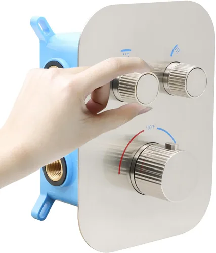 Miniatura 8 de Válvula termostática de ducha desviadora de ducha de 2 vías con control de temperatura, mezcla de ducha, desviador de flujo ajustable (negro mate)
