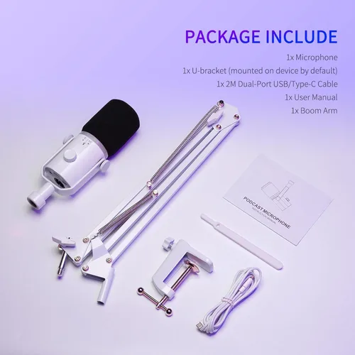 Miniatura 9 de FEELWORLD PM1 XLR USB Micrófono Dinámico con Brazo de Boom Regalos para Grabación de Pódcast, PC, Videojuegos, Transmisión en Vivo, Voz en Off