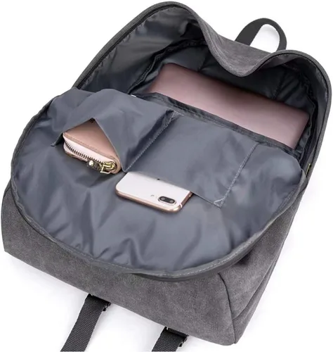 Miniatura 5 de Mochila de lona para portátil, mochila duradera, bolsa de viaje para portátil, para hombres y mujeres, Gris, Mochilas Daypack