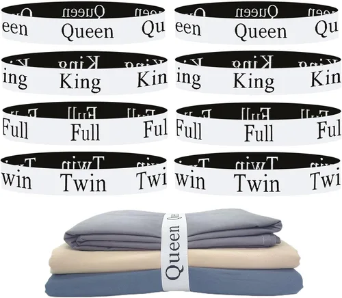8 Piezas Bandas Organizadoras de Sábanas, Organizadores de Sábanas y Bandas de Etiquetas de Almacenamiento, Etiquetas de Sábanas para Ropa de Cama,
