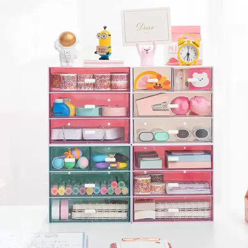 Miniatura 7 de Organizador de escritorio con cajón, organizador de oficina con 4 cajones, caja de almacenamiento de escritorio para escritorio, tocador, oficina