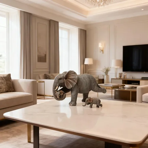Miniatura 6 de Estatua familiar de elefante de yoga, juego de 3 piezas de figuras para madre y bebés, decoración de buena suerte para el hogar y la oficina