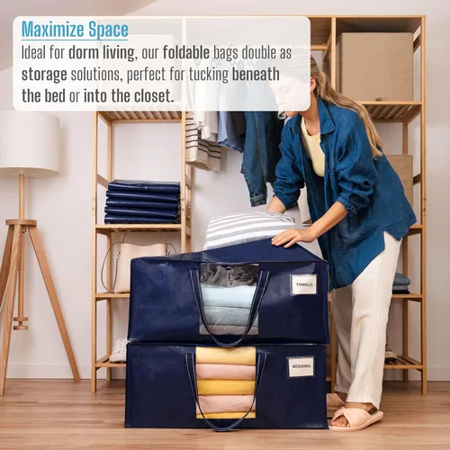 Miniatura 5 de VENO Paquete de 6 bolsas de mudanza resistentes, bolsas de embalaje con ventana transparente, alternativa a las cajas de mudanza, contenedores