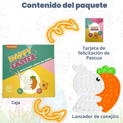 Miniatura 2 de Juguete sensorial para ansiedad de conejo de Pascua, juguete sensorial de burbujas para reventar burbujas, rompecabezas popper, regalos de Pascua
