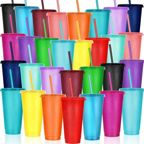 Miniatura 10 de Honeydak 30 Pcs 24 oz Patriotic Party Cups Gifts Bulk 4th of July Cups 250th Independence Day American Flag Tumbler with Straw and Lid Red White
