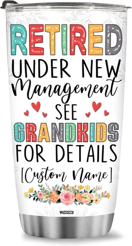 WHIDOBE Vaso jubilado personalizado para jubilados bajo nueva administración, mira a los nietos para obtener más detalles, vaso divertido regalo de