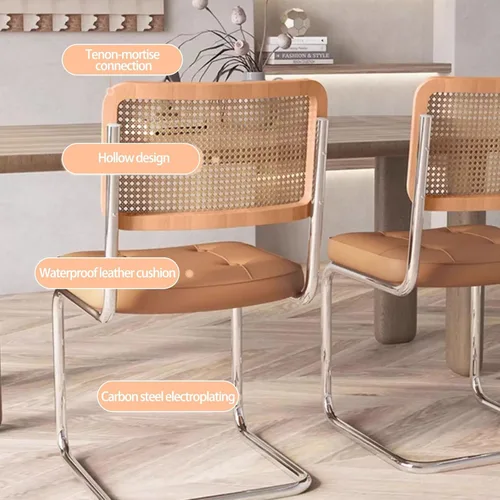 Miniatura 5 de Sillas de comedor de ratán, sillas de cocina, sillas de comedor modernas con madera maciza para cocina, sala de estar, silla de mediados de siglo