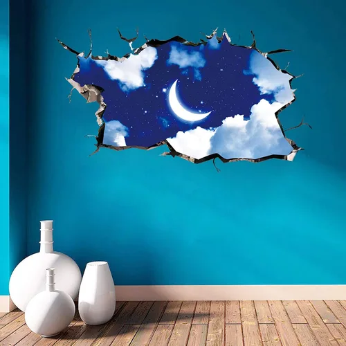 Miniatura 3 de Calcomanías de pared 3D con cielo azul y nubes blancas, decoración de techo para el hogar, cocina, habitación, sala de estar, despegar y pegar