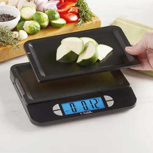Miniatura 6 de Taylor Báscula digital recargable por USB para cocina y alimentos, capacidad de 11 libras con bandeja apta para lavavajillas, cable incluido Negro