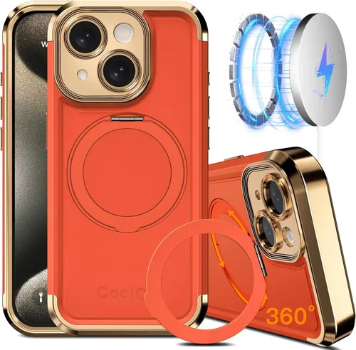 Miniatura 9 de COOLQO Funda para iPhone 13 de 6.1 pulgadas, soporte magnético de giro de 360° [compatible con Magsafe] [protección militar] chapado mate resistente