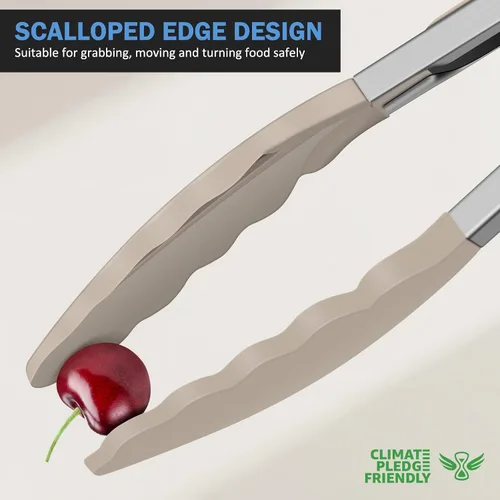 Miniatura 8 de Pinzas de cocina, pinzas de cocina de acero inoxidable con puntas de silicona, pinzas de bloqueo de alta resistencia al calor de 600 ºF para cocinar