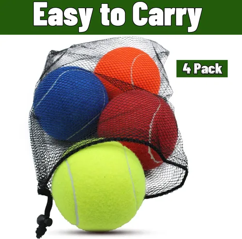 Miniatura 3 de Magicorange Pelotas de tenis grandes para perros, paquete de 4 pelotas de tenis grandes de 4 pulgadas, juguete masticable para mascotas, pelotas