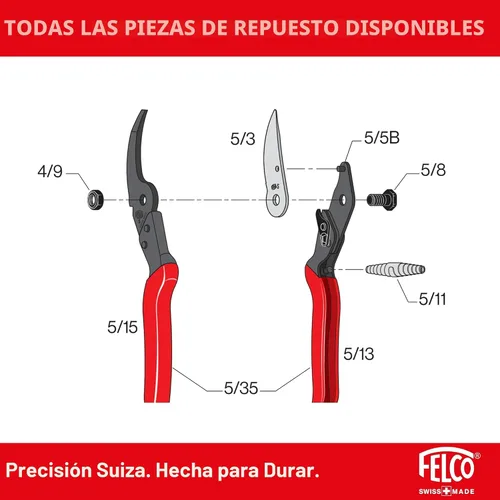 Miniatura 4 de Felco Tijeras de podar F5 – Cortadoras de jardín grandes de acero de 8.9 pulgadas fabricadas en Suiza, podadoras de mano para jardín y paisaje