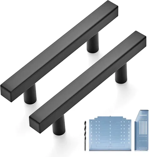 Miniatura 9 de Ravinte - Paquete de 5 tiradores de gabinete negro mate de 2.5 pulgadas, tiradores de cocina para gabinetes con plantilla de montaje, longitud total