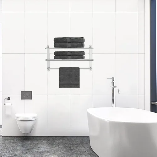 Miniatura 7 de LUANT Estante de baño de 3 niveles para montaje en pared con barras de toalla