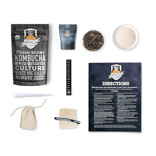 Miniatura 12 de Fermentaholics Kombucha SCOBY ORGÁNICO con doce onzas de té de iniciación – Cultivo de inicio en vivo – hace un lote de un galón – 1.5 tazas de té