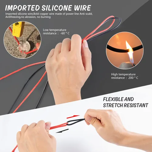 Miniatura 2 de Juego de cables de prueba de multímetro eléctrico con pinzas de cocodrilo, gancho de prueba, sondas de prueba, cables kit profesional 1000V 10A