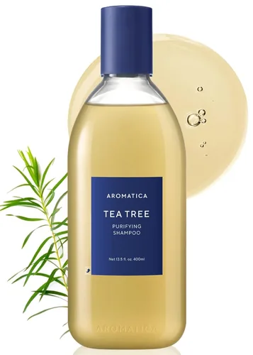 AROMATICA Champú Clarificante de Árbol de Té, Aceite de Árbol de Té Orgánico, Natural, Cuidado para la Caspa y el Cuero Cabelludo con Comezón, 02