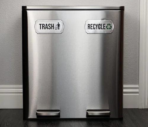 Miniatura 3 de Calcomanías de reciclaje y basura para botes de basura de cocina y contenedores de reciclaje, combo de calcomanías de basura y reciclaje para Plata