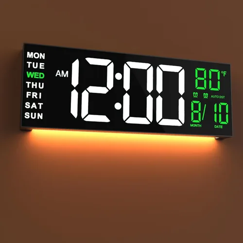 Miniatura 15 de JALL Reloj digital grande de montaje en pared de 16 pulgadas, temporizador de cuenta atrás, alarma, LED grande, color RGB, DST, temperatura