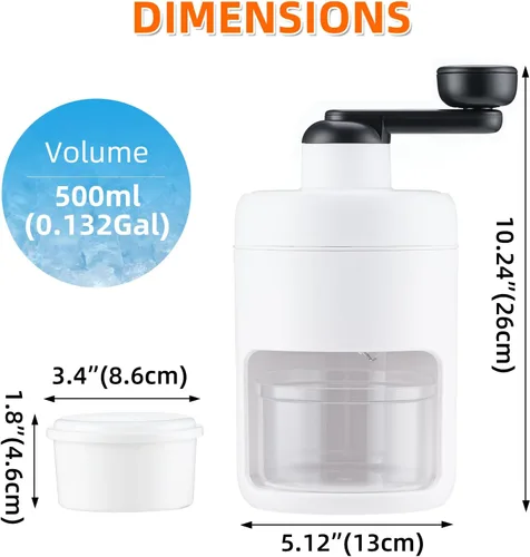 Miniatura 5 de Máquina de afeitar de hielo y cono de nieve - Trituradora de hielo portátil de alta calidad y máquina de hielo afeitado con tazas de molde de hielo