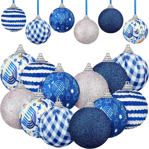 12 Piezas 1.97 Pulgadas Adorno de Bola de Janucá para Árbol Estrella de David Adorno de Bola de Janucá Adornos de Bola de Janucá Colgante Decoración