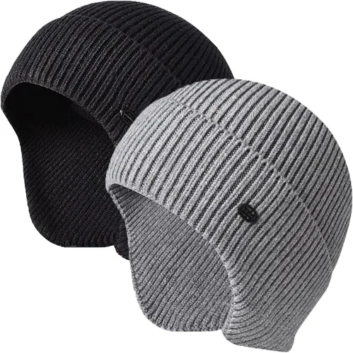 Miniatura 21 de Gorros de invierno para hombre, para exteriores, elásticos, de punto, con orejeras, resistentes al viento